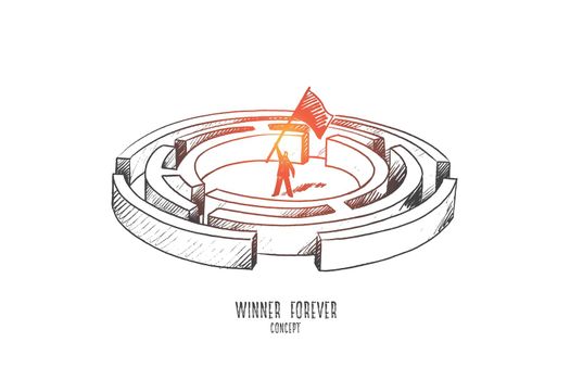 Winner forever concept. Hand drawn isolated vector.