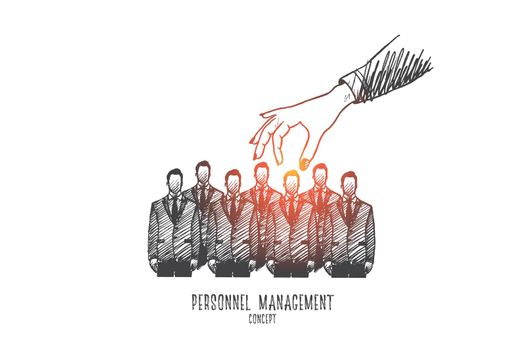 Personnel management concept. Hand drawn isolated vector.