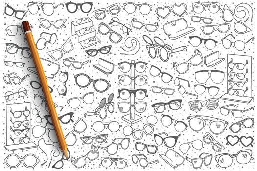 Hand drawn spectacles shop background