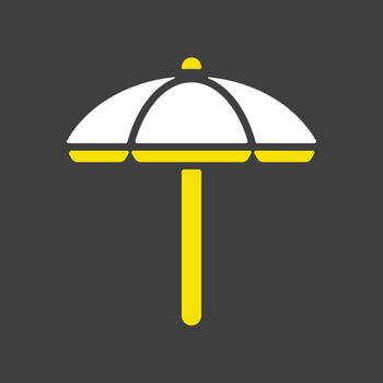 Beach parasol flat vector icon on dark background
