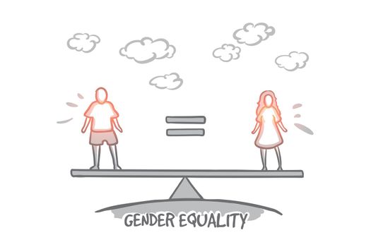 Gender equality concept. Hand drawn isolated vector.