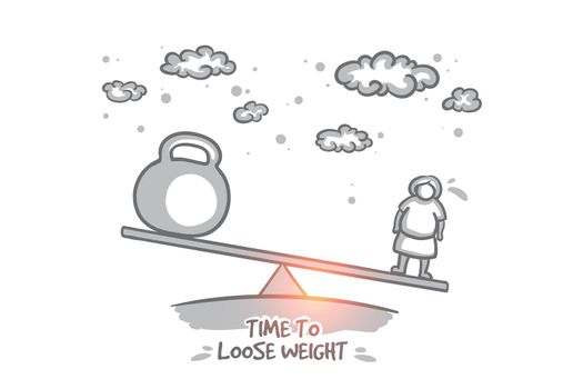 Time to loose weight concept. Hand drawn isolated vector.