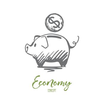 Economy, financial, bank, coin concept. Hand drawn isolated vector.