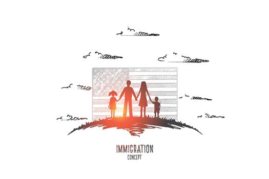 Immigration concept. Hand drawn isolated vector.