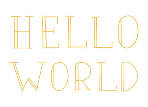 Lettering Hello world. Vector illustration. Handwritten phrase