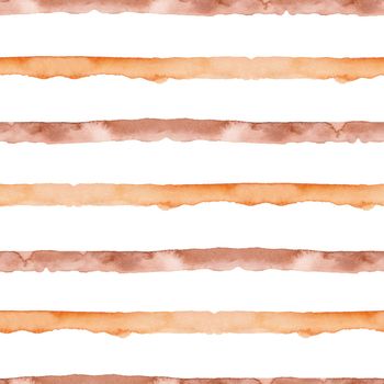 Orange Brown Abstract WatercolorSeamless Pattern with Stripes. Geometric Background. Seamless Pattern with Stripes. Handmade Texture for Fabric and Wallpaper.