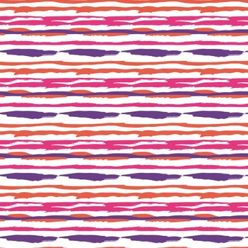 Vector seamless pattern with brush stripes . Pink violet color on white background. Hand painted grange line texture. Ink geometric vertical elements. Simple kid style. Repeat fabric print for cloth