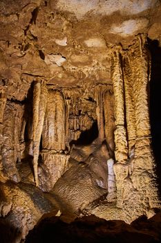 Cave formations of brown and yellow in midwest America