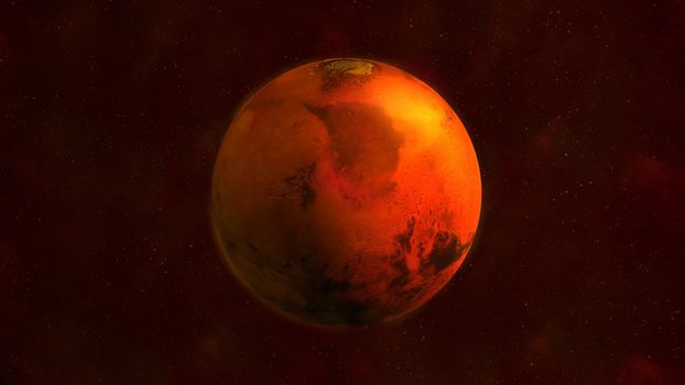Planet Mars from space showing Mare Acidalium