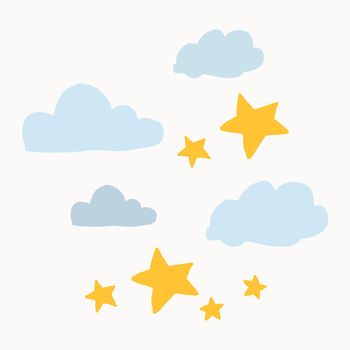 Cloud and Star sticker vector flat design