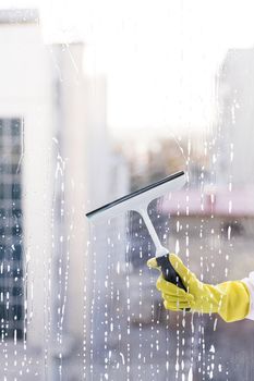 man cleaning window. High quality beautiful photo concept