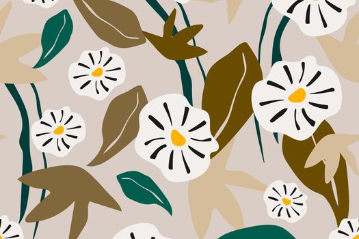 Flower seamless pattern aesthetic background design vector
