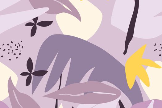 Purple leaf background, seamless pattern vector