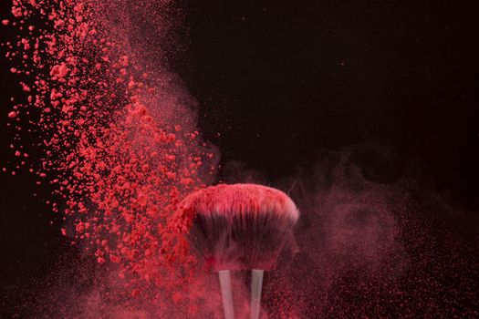 impressive bright color brush falling powder. High quality beautiful photo concept