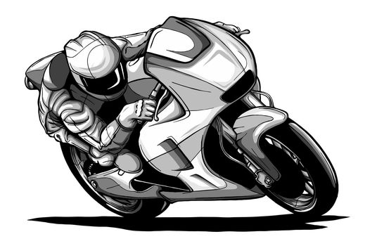 draw motorcycles racers biker vector illustration design