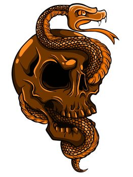 skull with snake vector illustration tattoo