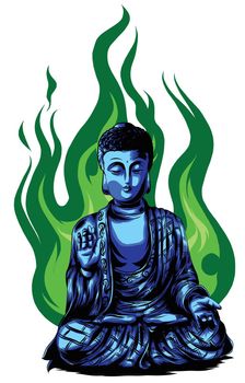 Hand drawn vector illustration of Buddha isolated