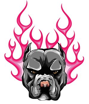 Bull Dog Flame Tattoo in Beast Mode illustration