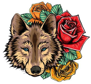 head of Wild wolf. Vector Graphics illustration