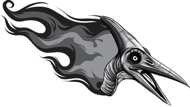 monochromatic dinosaurus pteranodon head art vector illustration design