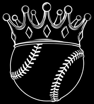 Baseball Ball in Golden Royal Crown. silhouette in black background
