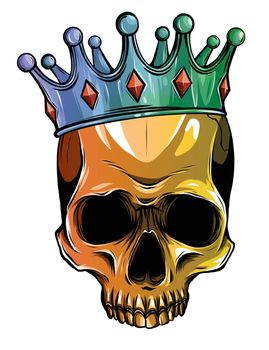 Vector illustration human death skull in crown with roses