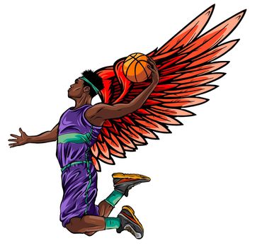 Basketball player. Vector illustration created in topic Second wind