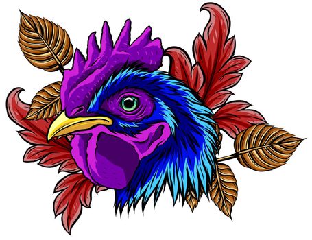 vector mascot of rooster head illustration design