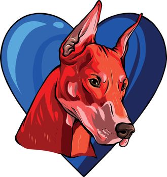 head of dog with heart vector illustration