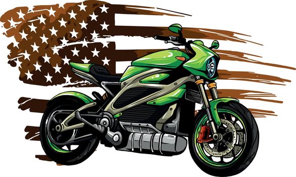 american flag with bike vector illustration design