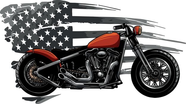 red motorcycle with american flag vector illustration