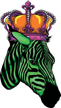 cute zebra wear a crown vector illustration