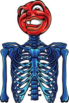 Cartoon funny skeleton with smile head vector