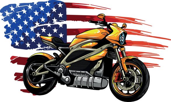 motorbike with american flag vector illustration design