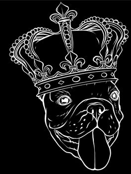 monochromatic vector Dog illustration king in white background