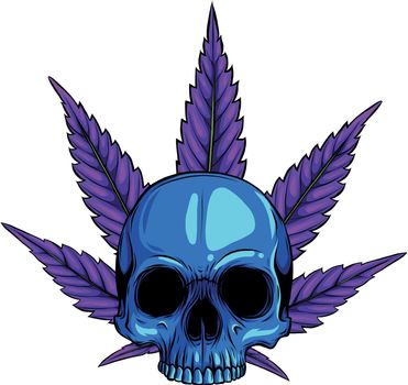 skull with leaves marijuana head illustration design