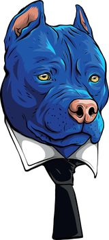pitbull head with necktie vector illustration design