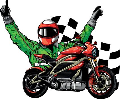 Motorbike rider with face flag vector illustration