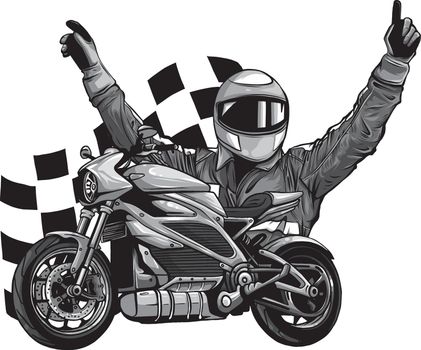 design of Motorbike rider with face flag vector illustration