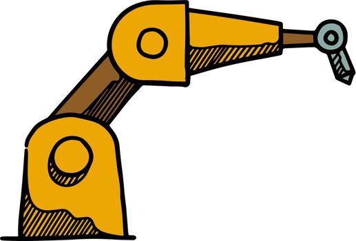 Industrial robotic arm icon style color vector illustration