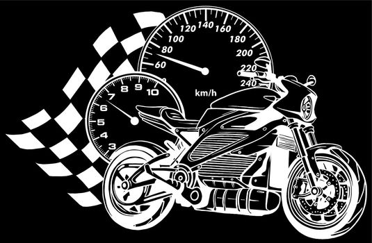 white silhouette of Motorcycle racer sport vector illustration