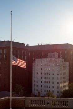 US flag flying half mast in Washington DC
