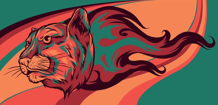 Jaguar head Flame vector illustration design art