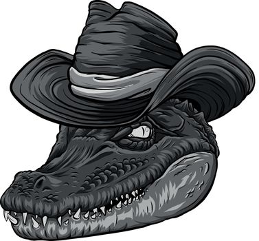 design of ferocious alligator head with hat