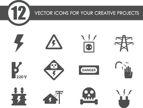 high voltage vector icons