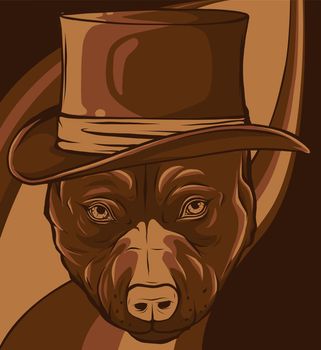 pitbull dog with hat vector illustration design