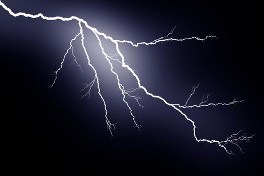 Lightning bolts isolated on black background. Thunder electric strike. Thunderstorm and lightning