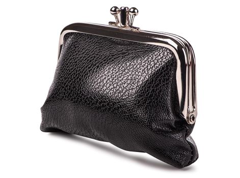 Black leather purse isolated