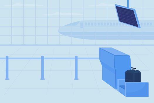 Airport baggage control place flat color vector illustration