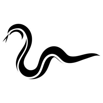 Curved calligraphy line, vector calligraphy element snake elegantly curved ribbon strip